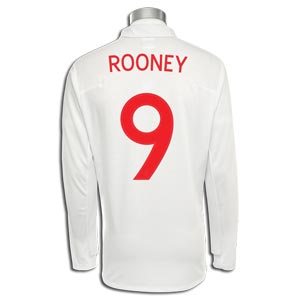 Umbro 09-10 England World Cup L/S home (Rooney 9)