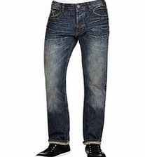 Saddle blue washed pure cotton jeans