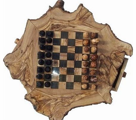 Naturally Med - Games Olive Wood Rustic Chess Set - 40cm