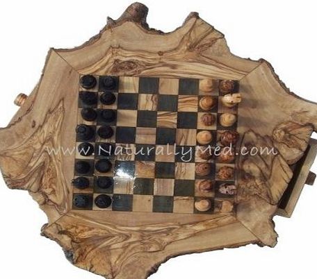 Naturally Med - Games Olive Wood Rustic Chess Set - Medium