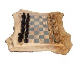 Naturally Med Olive Wood Rustic Chess Set - 50cm