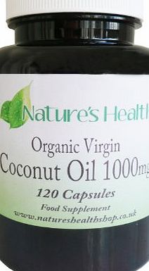 Natures Health Coconut Oil capsules (1,000mg) - Organic, cold pressed, virgin oil. 120 capsules, improves digestion and helps with IBS