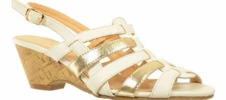 NATURE`S OWN Emma White/Gold Wedge Sandal