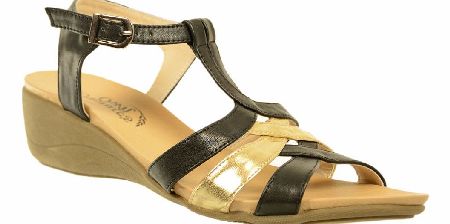 NATURE`S OWN Vita Black/Gold Wedge Sandal