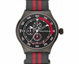 Nautica Mens Black and Red NST 17 Multifunction