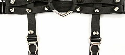 Nava  Women Girl Black Sexy Leather Punk Rivet Stud Leg Garter Heart Cosplay Spike Party