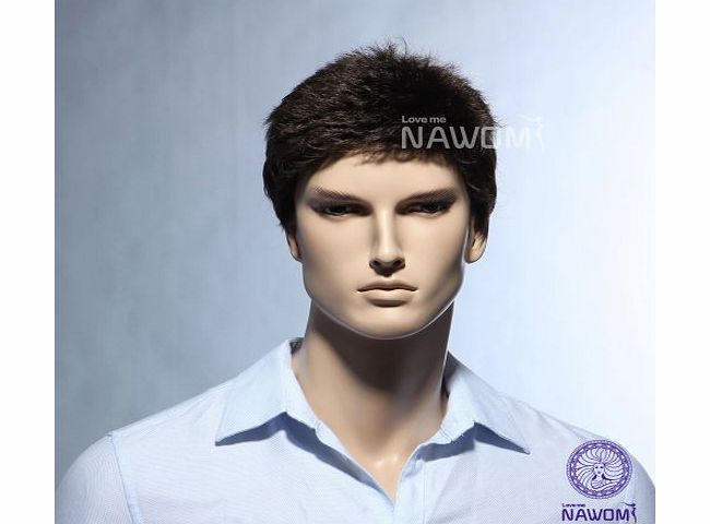 NAWOMI New Gentle Western Fashion Handsome Mens Short Dark Brown Hair Wigs With High Quality