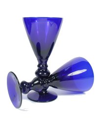 Nazeing Glass Works bristol blue glass wine goblets