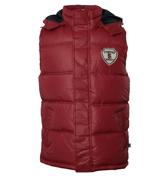 NCAA Red `Stanford` Hooded Gilet