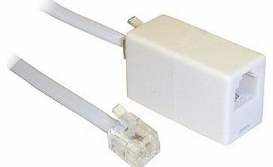 NeedSparesTM NeedSpares 2M ADSL RJ11 Broadband Modem Extension Cable - Male Plug to Male Plug ADSL Cable with Female Socket to Female Socket Coupler