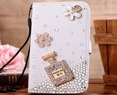 Neekor TM) Nokia Lumia 930 Jewelry Bling Diamond Gem Magnetic Horizontals Flip Leather Smart Case Cover With Card Holster - Winebottle Flower