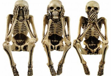 3 Wise Skeleton Gothic Shelf Sitters Ornament