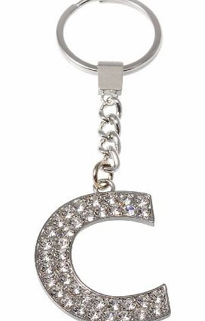 Neoglory Initial C Crystal Rhinestone Diamnate Keyring Bag charm