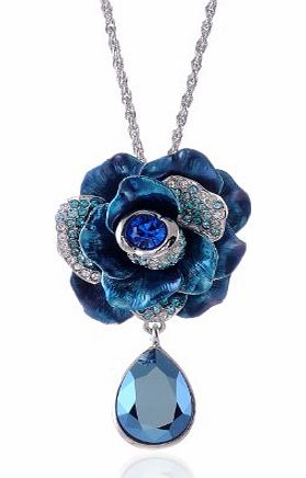 Neoglory  CZECH CRYSTAL WHITE GOLD PLATED BLOOMING FLOWER PENDANT CHRISTMAS 233