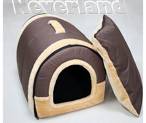 Neverland Soft Pet Igloo Dog Cat Bed House Kennel Doggy Cushion Basket Coffee S
