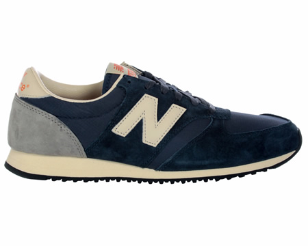 New Balance 420 Navy Nylon/Suede Trainers