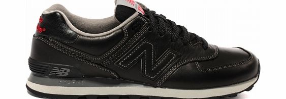 New Balance 574 Black Leather Trainers