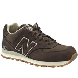 New Balance Male 574 Lea Leather Upper Fashion Trainers in Brown