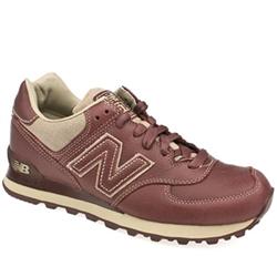 Male New Balance 574 Leather Upper Fashion Trainers in Burgundy, Grey