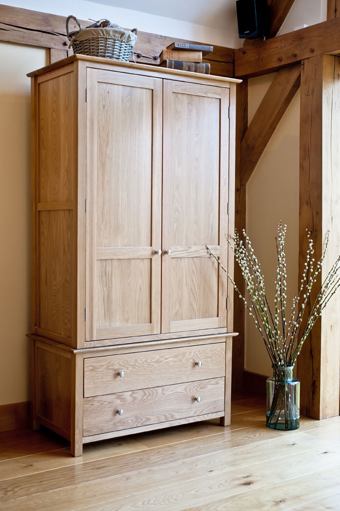 New Forest Oak Double Gents Wardrobe with 2