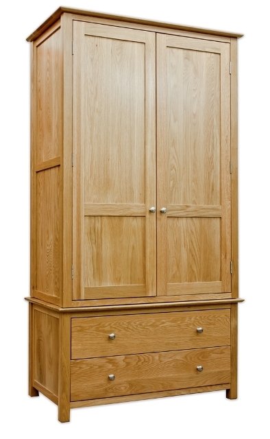 New Forest Solid Oak Double Gents Wardrobe with