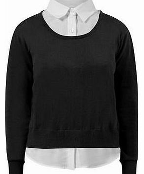 New Look Black Contrast 2 In 1 Jumper Blouse 3177283