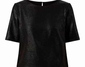 New Look Black Crepe Metallic Foil T-Shirt 3319021