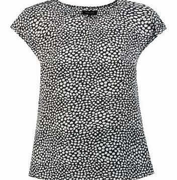 Black Dalmatian Print Zip Shoulder Blouse 3156237