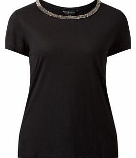 Black Embellished Neck T-Shirt 3234912