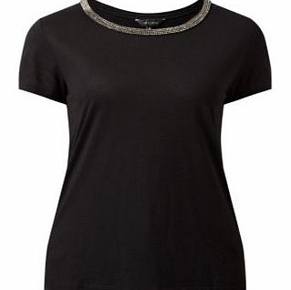 Black Embellished Neck T-Shirt 3234913