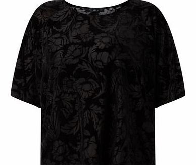 New Look Black Floral Devore Raglan T-Shirt 3285430