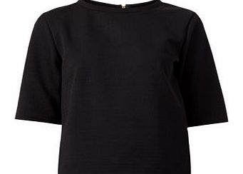 New Look Black Textured Zip Back T-Shirt 3189525