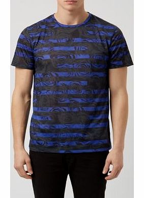New Look Blue Floral Stripe T-Shirt 3295095