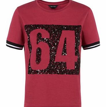 Burgundy Sequin 67 Baseball T-Shirt 3303519