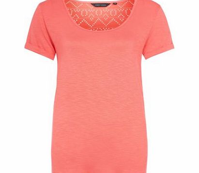 Coral Aztec Lace Back T-Shirt 2979598