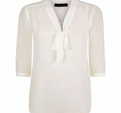 New Look Cream 3/4 Sleeve Pussybow Blouse 3037280