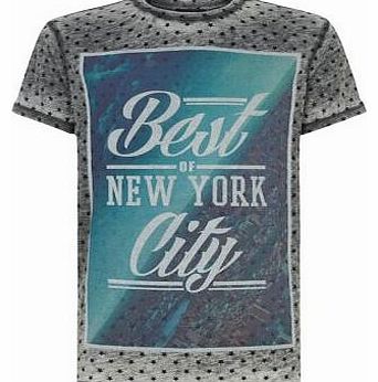 Dark Grey Best Of New York Star Print T-Shirt