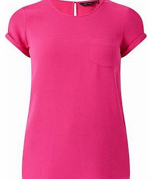 New Look Dark Pink Crepe Pocket Front T-Shirt 3182137