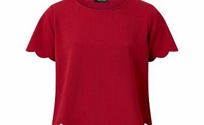 Dark Red Scallop Hem T-Shirt 3326053