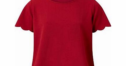 Dark Red Scallop Hem T-Shirt 3326054