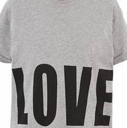 Grey Love Hem Roll Sleeve T-Shirt 3481760