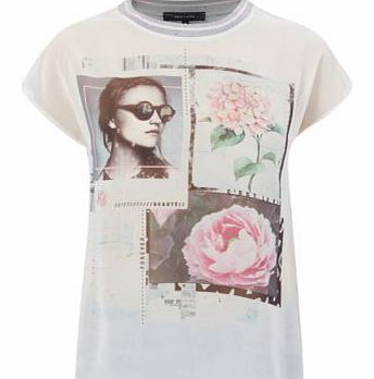 New Look Grey Ribbed Neck Girl Flower T-Shirt 3203785