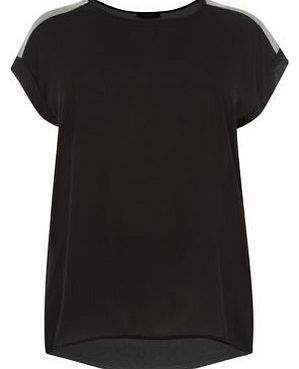 Inspire Black Contrast Chiffon Front T-Shirt