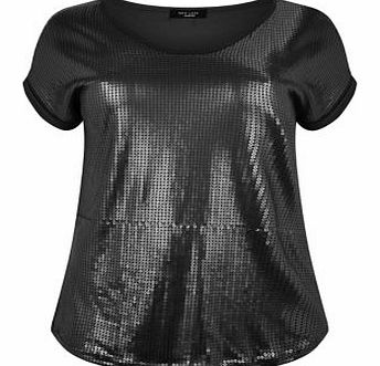 Inspire Black Sequin Boxy T-Shirt 3249191