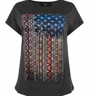Inspire Dark Grey Aztec USA Flag T-Shirt 3258300