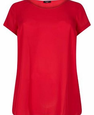 New Look Inspire Dark Red Curved Hem T-Shirt 3214965