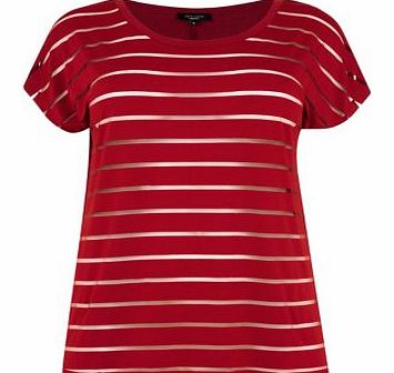 Inspire Dark Red Sheer Stripe T-Shirt 3270780