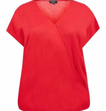 Inspire Red Crepe Front Wrap T-Shirt 3245583