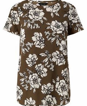 New Look Khaki Floral Print T-Shirt 3236598