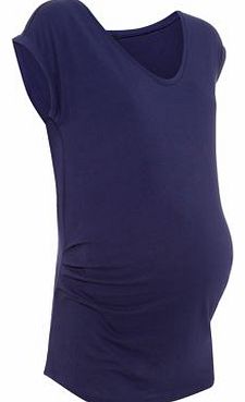 Maternity Blue Roll Sleeve T-Shirt 3104747